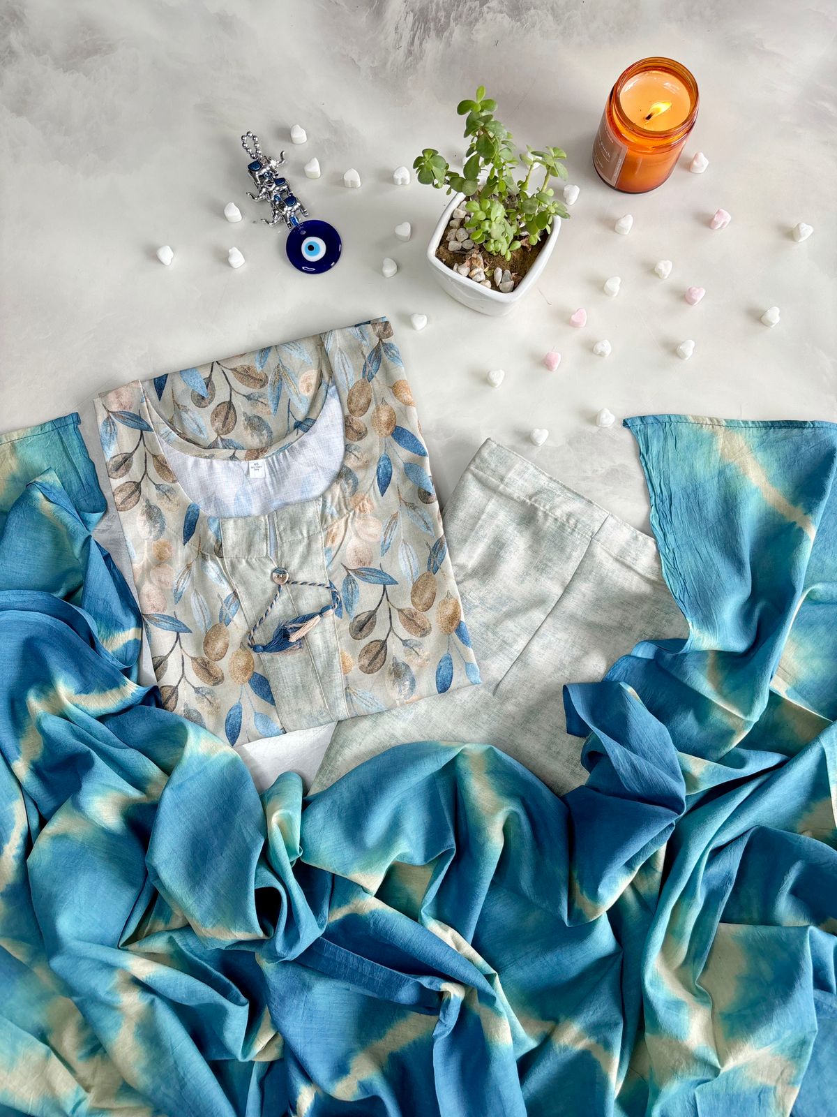 Printed Cotton Straight Dupatta Set